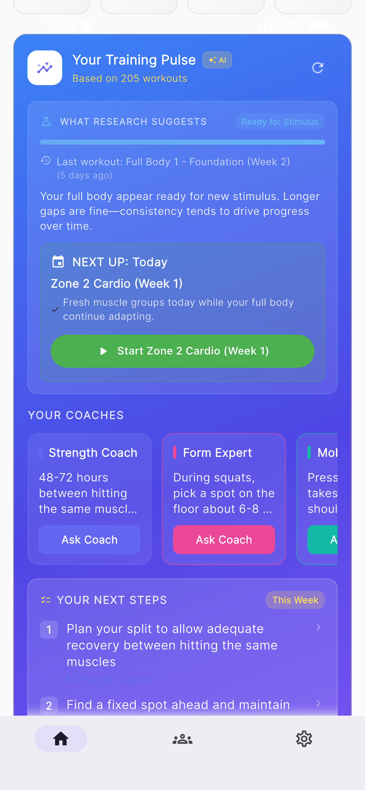 Training Pulse dashboard